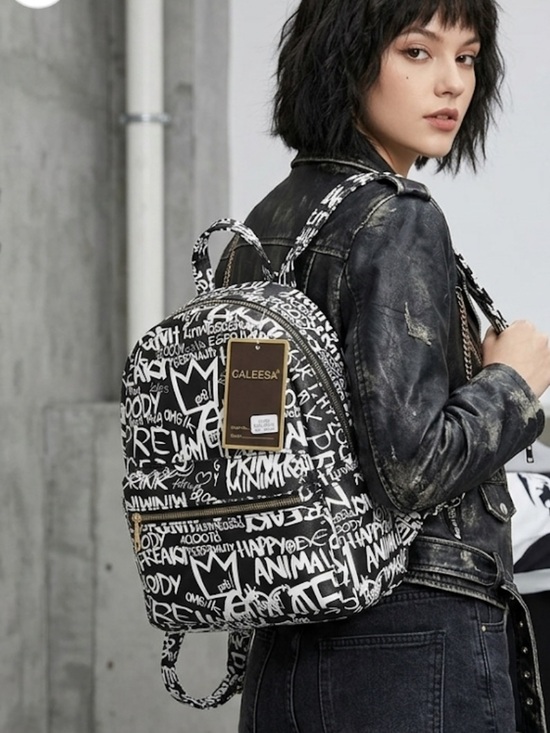Calessa Other - Black and White Graffiti Style Backpack